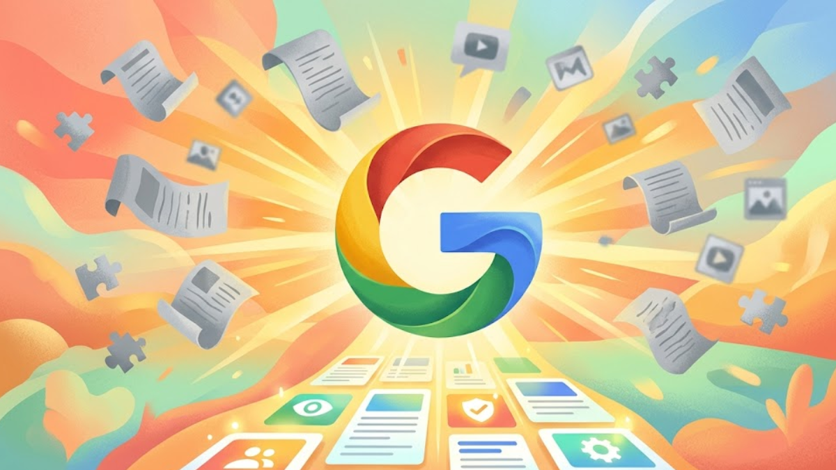 A modern digital illustration showing Google’s SpamBrain AI detecting spam content, filtering low-quality websites, and improving search rankings, with visual elements like warning signals, ranking drops, and SEO analytics dashboards.
